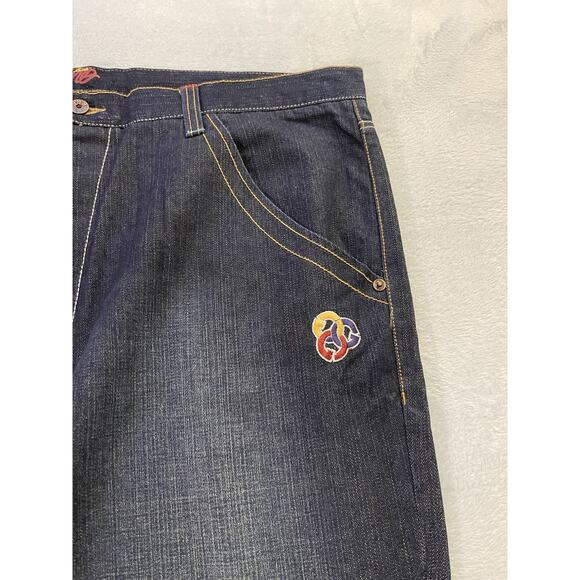 Vintage Gino Green Global Y2K Dark Blue Button-Fly Denim Jeans Size 42 New - Picture 3 of 12